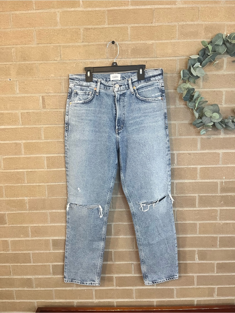 Citizens Of Humanity Light Blue Straight Leg Distressed Jeans